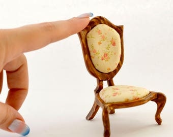 Wooden doll chair / for 1:12 BJD dolls (PukiPuki, Realpuki, etc.) / BJD furniture / DollHouse miniature / vintage doll chair