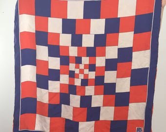 1970's Miss Dior Silk Scarf / Early 70's Christian Dior / Red, White and Blue Scarf / Vintage Dior Scarf / July 4th