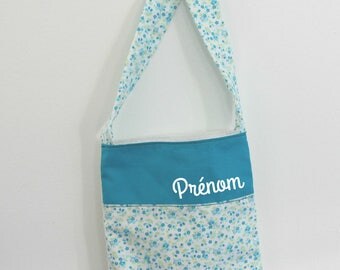 Purse girl personalized: fabric and blue floral
