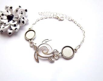 Support cabochon 12mm bracelet, tribal turtle