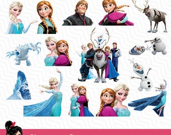Frozen, Frozen Disney, Frozen Clip art, frozen clipart digital, snow clipart, 15 items, Elsa and Anna, digital graphic, VC-005