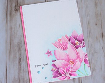 Handmade card pattern for occasions diversaires sparkling flower bouquet