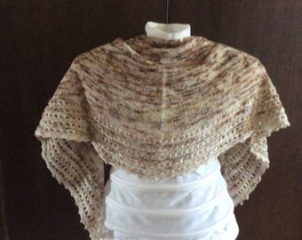 Merino crescent Sand lace shawl/wrap/scarf