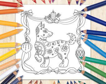 Dog coloring page | Etsy