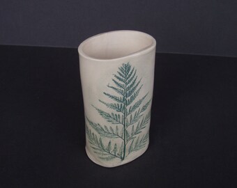 Fern Impression Vase . Handmade Pottery