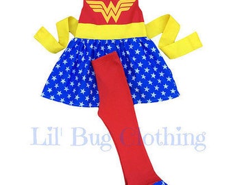 2T ONLY- Superhero Wonder Woman Outfit, Superhero Wonder Girl Costume, Superhero Halloween Outfit