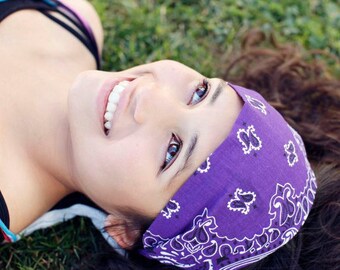 Headscarf Hair Scarf, Purple Head Scarf, Running Headband, Fabric Head Wrap, Royal Purple Head Scarf (#4011) S M L X