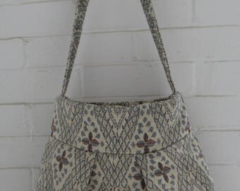 Floral Fabric Pleated Bag, Shoulder Bag, Handbag, Tote, Durable Fabric