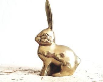 Vintage Brass Bunny Rabbit // Solid Brass