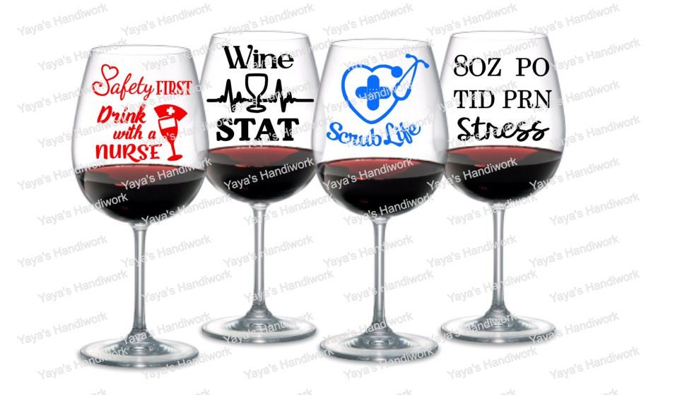 Download Nurse wine glass sayings - set of 4 - Digital cutting ...