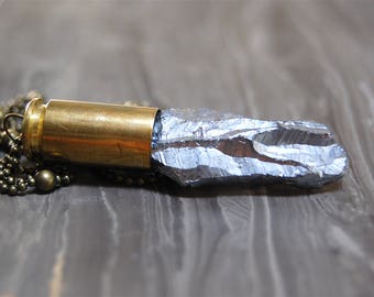Silver Titanium Crystal Bullet Necklace