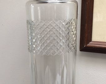 Vintage 1960s Glass and Chrome Cocktail Shaker - Large Glass Cocktail Shaker - 1960s barware - Vintage Cocktail Shaker - Vintage Barware