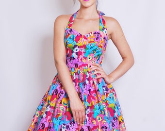 My Little Pony dress-horse, unicorn, rainbow, Womens halterneck