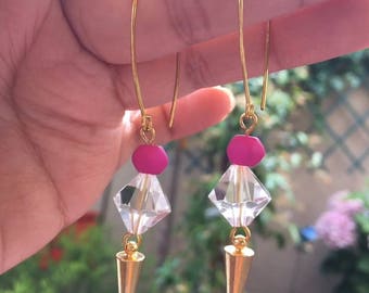 SALSA I – Boucles d’oreilles originales • boucles d’oreilles roses et dorées • boucles d’oreilles ethniques chics