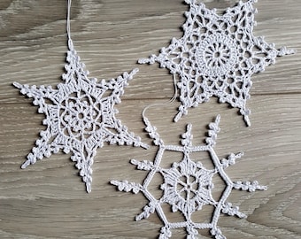 Set of 3 Large Crochet Snowflakes