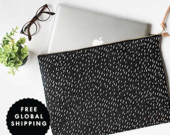 Modern Laptop Sleeve **FREE International Shipping** Specks Black Pattern - MacBook Case One Size Fits Most