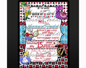 Disney Alice in Wonderland Birthday Invitations, Invites