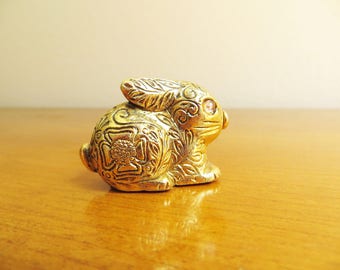 Vintage Max Factor Rabbit Solid Perfume Compact, Bunny Compact, Honey Bunny, Aquarius Creme Perfume, Gold Rabbit