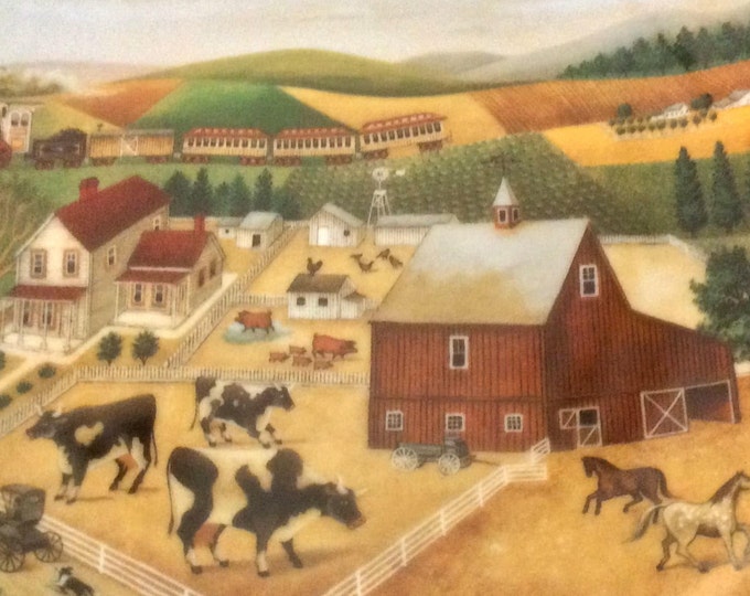 American Folk Art Vintage Plate, Lowell Herrero, Franklin Mint, Country Journeys, Modern Farmhouse Decor, Cow Plate