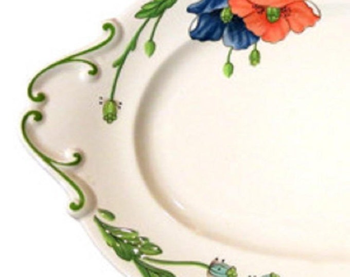 Villeroy & Boch Amapola Oval Serving Platter, 14 Inch, Vintage Dish, Vitro Porcelain, Luxembourg Germany