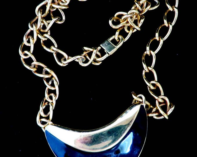 Vintage Necklace, Monet Pendant Necklace, Chain Link Necklace, Vintage Jewellery, Signed Monet Classic Necklace Gift for Her