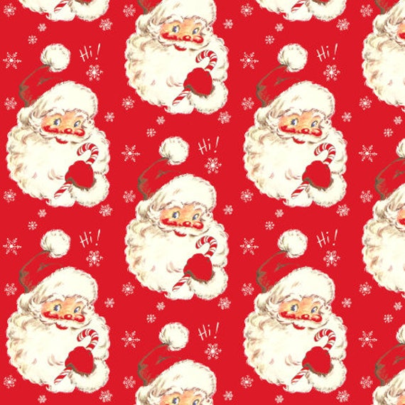 Santa Fabric by the Yard Cotton Vintage Christmas Quilting