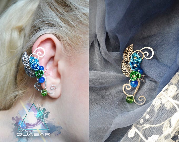 Ear cuff "Spring" | casual ear cuff, spring jewelry, wire fairy ear cuff, quasarshop, elven ear cuff, elvish. flower bijou