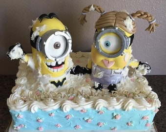 Minion cake toppers 4" diameter