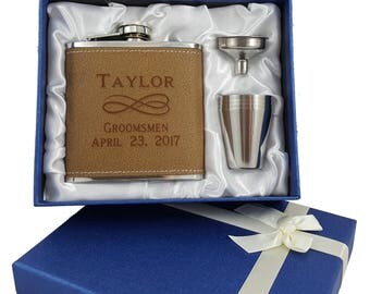 Flask, Personalized Flask, Engraved Flask, Groomsmen Flask, Gift Set, Wedding Party Gift, Hip Flask, Groomsman Gift Set, Gift for him