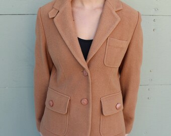 Tammy Knitted Lapel Collar Jacket in Camel