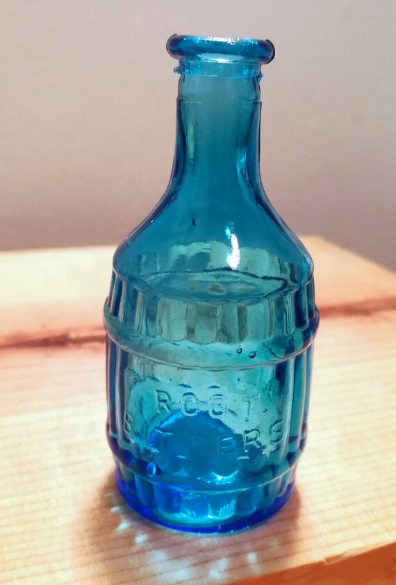 Root Bitters Blue Glass vintage Wheaton Bottle 3 Inch