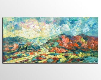 Mountain Landscape Art, Canvas Oil Painting, Contemporary Art, Abstract Art, Modern Art Painting, Living Room Wall Art, Large Artwork