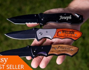 Groomsmen Gift, Pocket Knife, Hunting Knife, Gift for Men, Camping Knife, Groomsman Knife, Engraved Knives, Unique Best Stocking Stuffer K01