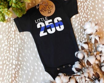 Personalized Custom Cute Baby Onesie® Police Thin Blue Line Badge Number Baby Boy Police Baby Shower Gift Funny Police Onesie® Cute Onesie®