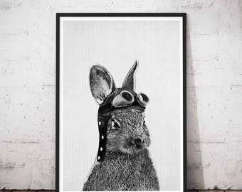 Baby Rabbit Animal Print, Printable Rabbit Art Gallery Wall, Gray Rabbit Print, Nursery Rabbit Wall Decor, Baby Bunny Rabbit Printables