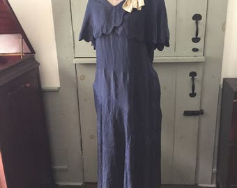 1920's royal blue drop waist dress