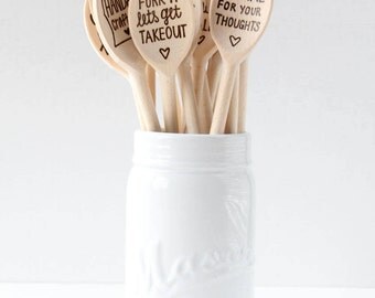 Conversation Wooden Spoons | Handwritten | Hand Lettered | Wood Burned | Wood Spoons