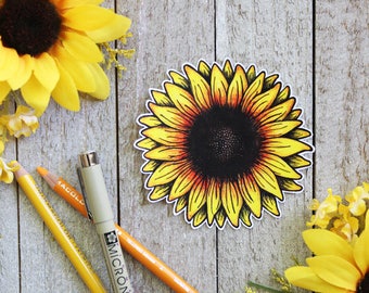 Waterproof Hand Drawn Sunflower Sticker