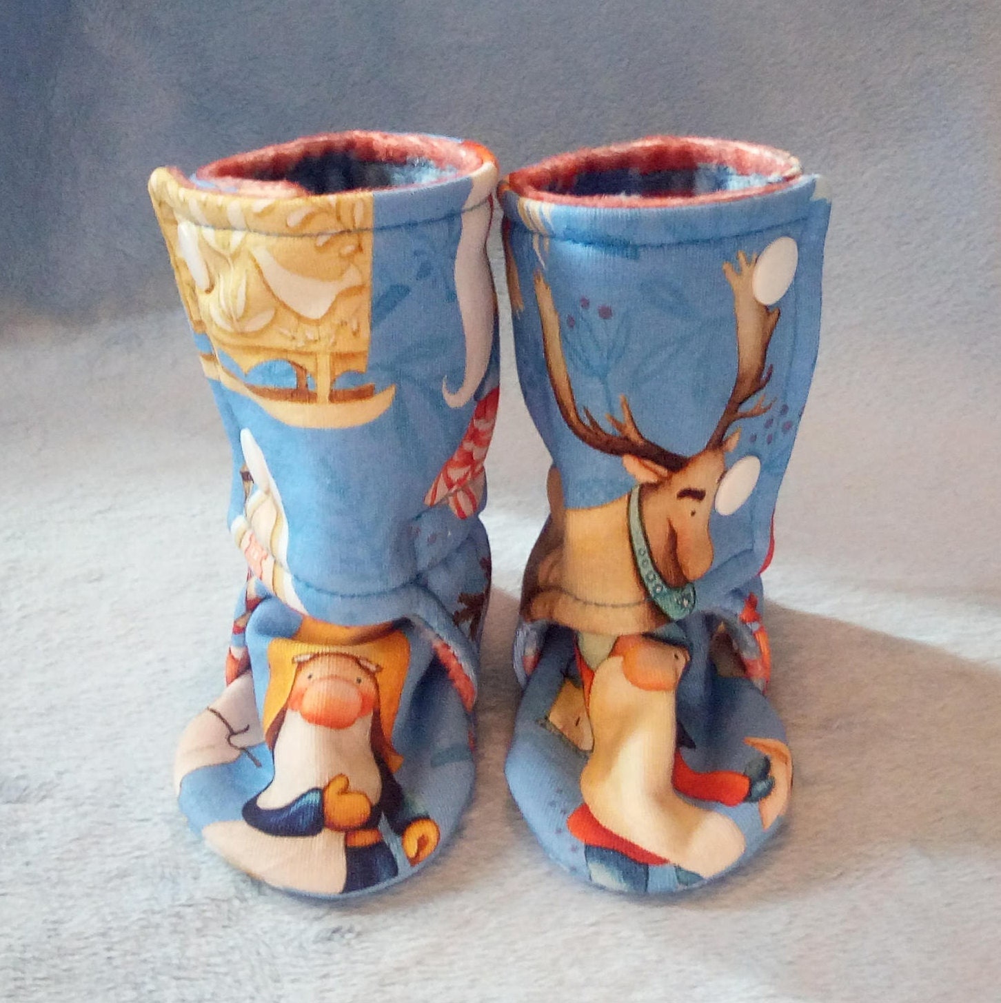 Winter Gnomes: Soft Sole Baby Boots 3-6M Winter Gnomes: Soft Sole Baby Boots 3-6M