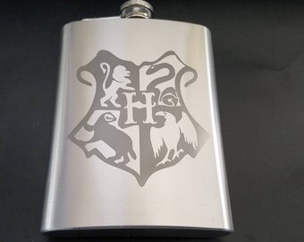 Harry Potter inspired Etched Flask