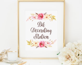 Bib Decorating Station Printable Fall Floral Baby Shower Game Autumn Floral Baby Shower Activity Pink Floral Baby Shower Mingling Game 274