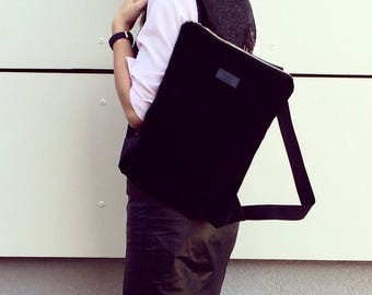 Black leather backpack, Leather rucksack, Convertible backpack, Suede leather backpack, Suede backpack purse, Laptop backpack, Gift for her