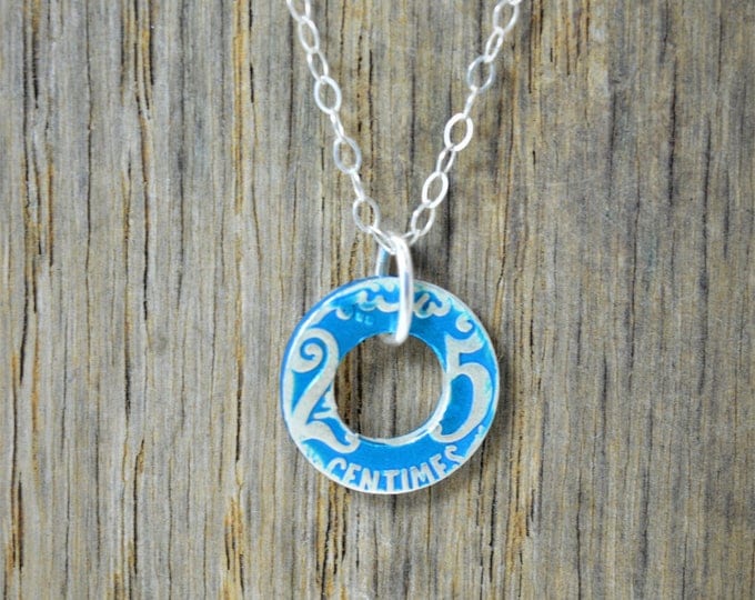 Moroccan Coin Necklace, Turquoise Coin Necklace, Coin Art, Morocco, Silver Coin, Moroccan Art, Boho Necklace, Two-Sided, Coin Charm, Charm