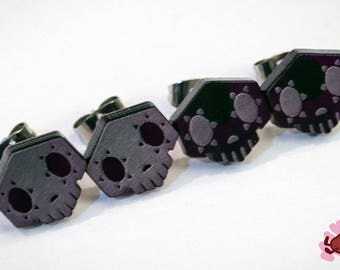 Overwatch Sombra Stud Earrings, Skull EMP Symbol (purple transparent acrylic, laser-cut)