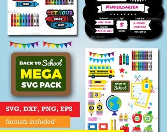 Back to School SVG Files bundle: Teacher Gift, First Day of School Chalkboard Sign, DXF Silhouette Cameo Cricut Explore Cut Files, Education
