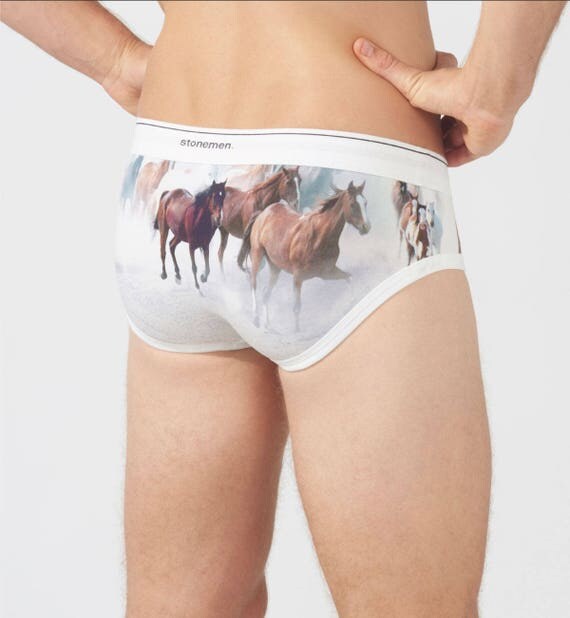 Men's Cotton Brief with Horse Print Underwear