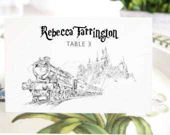 Harry Potter Inspired Hogwarts Train 9 3/4 Place Cards, Fairytale Wedding, Placecards, Escort Cards, Guests Names (Set of 25 Cards)