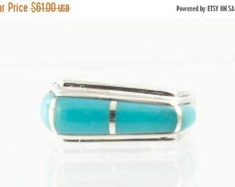 925 Silver Turquoise Asymmetrical Band Ring Size 6.75