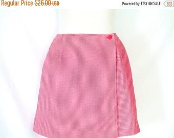1970's Pink & White Skort Vintage Checkered Skort Retro 70's High Waist Mini Skort