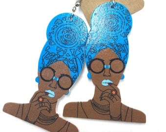 Wooden Earrings - Head Wrap Queen